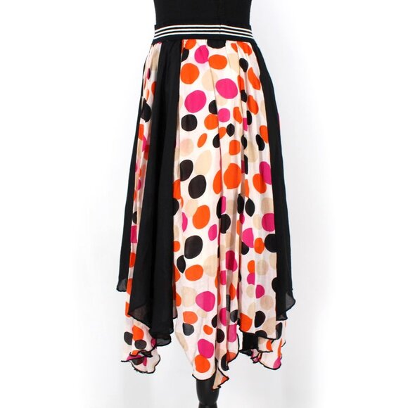 Jean Paul Junior Gaultier Black Multicolor Polka Dot Asymmetrical Skirt Small S - Picture 4 of 8